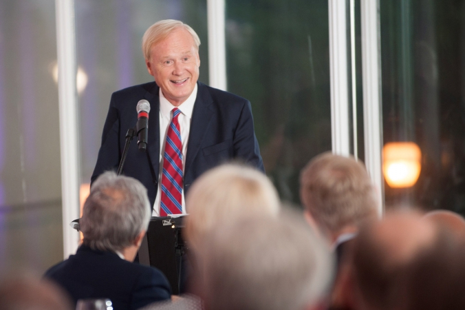 political commentator chris matthews interacts with audience at private corporate event, art institute chicago
