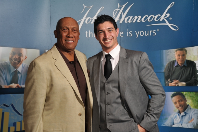 Ferguson Jenkins, Chicago Cubs Hall of Fame Pitcher for Chicago Cubs, makes celebrity sports appearance on step repeat for John Hancock, photos printed onsite,  Charles Scwab Impact 2012 tradeshow, Hyatt Regency, McCormick Place