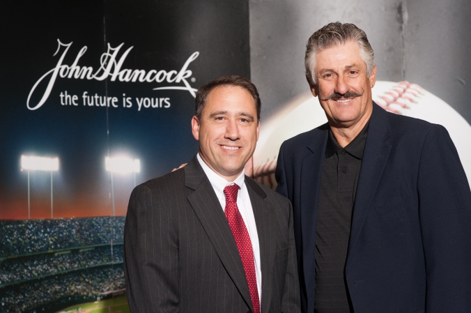 Hall of Fame pitcher Rollie Fingers poses at John Hancock photobooth activity at the morning star investment conference.