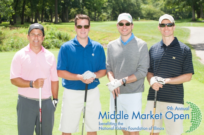 classic golf foursome group shot, middle market open, charity golf event for national kidney foundation illinois, Olympia Fields Country Club