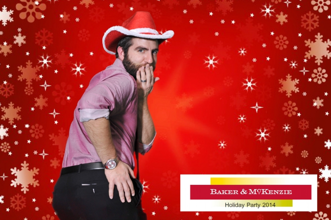 sweet cheeks naughty cowboy, baker mckenzie holiday party, green screen photobooth