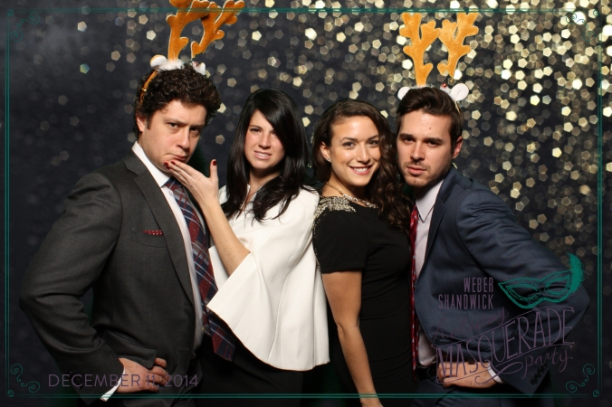 reindeer antler props make perfect photobooth picture, weber shandwick annual company holiday party, chicago