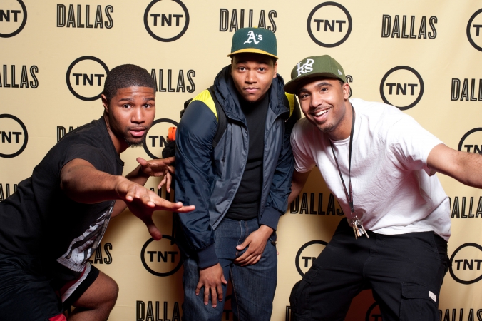 young men pose on step repeat icon theater preview screening of tnt tv show dallas rebooted, photography by fab photo chicago